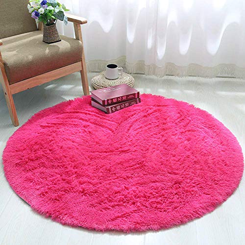 ZHOUZEKAI-Tapete Redondo Felpudos Alfombra Estera de Felpa,Hogar Antideslizante Alfombras Piso Moqueta Mats Pad para Habitación Lavable Decorativo Suave (Rosa, 100x100 cm)