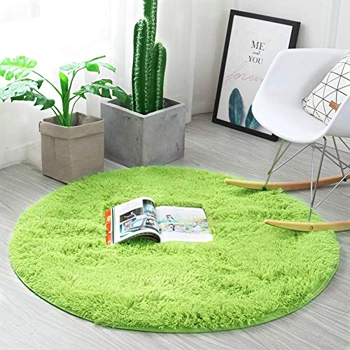 ZHUXINYU Alfombra Casa Salón Dormitorio Alfombra Alfombra Suave Tipo Redondo Zona tamaño de la Alfombra 80cm * 80 cm Alfombra Redonda，Cabello Largo 0.3MM (Hierba Verde, 80x80cm)