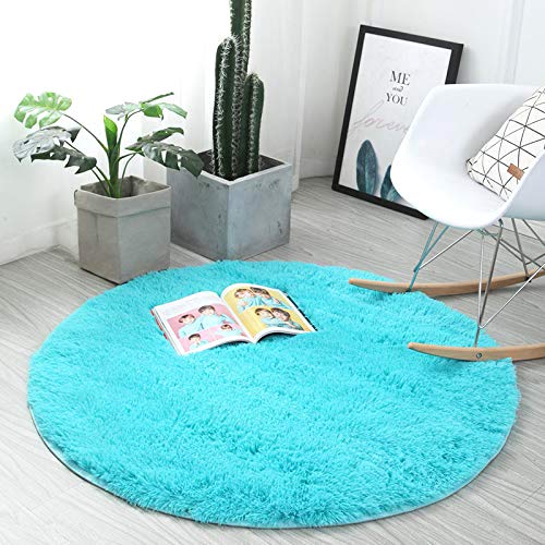 ZHUXINYU Tapete Redondo Felpudos Alfombra Estera de Felpa, Hogar Antideslizante Alfombras Piso Moqueta Mats Pad para Habitación Lavable Decorativo Suave Superficie(Azul Real, 100x100cm)