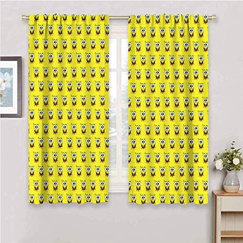 Zmcongz Cortina de fondo para decoración de dormitorio, diseño de Bob Esponja para sala de estar o dormitorio de 132 x 163 cm, Bob Esponja