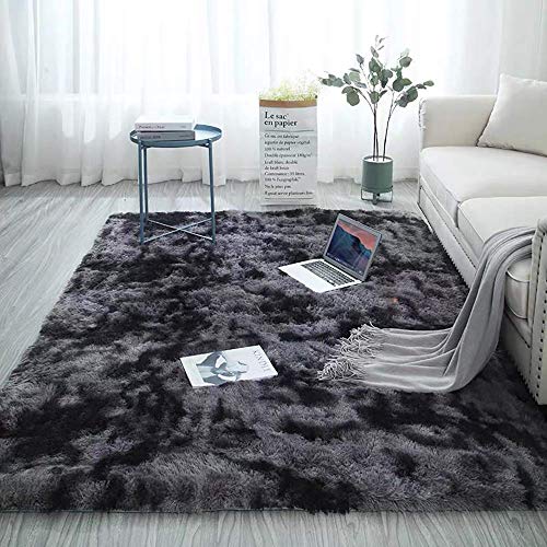 ZXGQF Shaggy Alfombra para El Salón, Modernas Antideslizante Super Suave Pelo Largo Fluffy Alfombra, para el Salón, Dormitorio, Comedor, Habitación Infantil Cabecera Alfombras (Dark Gray,120 * 160cm)