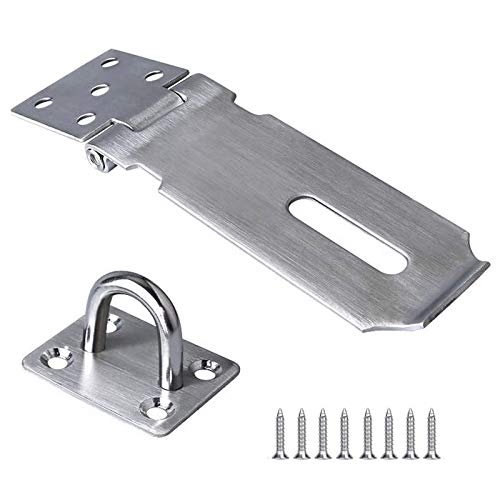 1 Pcs Aldaba Candado, Candado Inoxidable, Cerrojo de Seguridad, Candados con Tornillo para Puerta Armario de Ventana Garaje Jardín Plata 5 Pulgadas