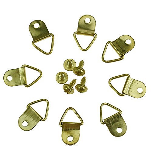 100 Piezas Imagen Percha D Anillos Marco de fotos Ganchos colgantes Perchas Gancho de lona Soporte de pared Percha con Tornillos Acero inoxidable Dorado