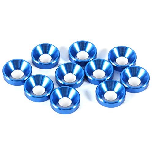 10Pcs Avellanado Arandelas de cabeza Aleación de aluminio Anodizado Junta de arandela de cabeza plana M3 M4 M5 (Azul)