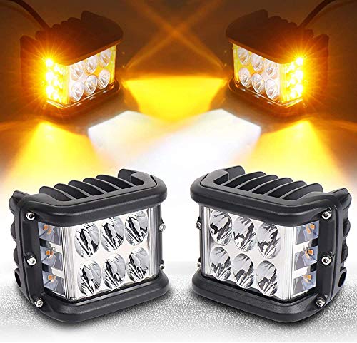 2pcs 3.75 'Dual Side Shooter de doble color, luz antiniebla de conducción Luces de barco Luces de conducción Luz de trabajo LED para camiones, para camión Atv Barco Coche Camión Tren Luz amarilla