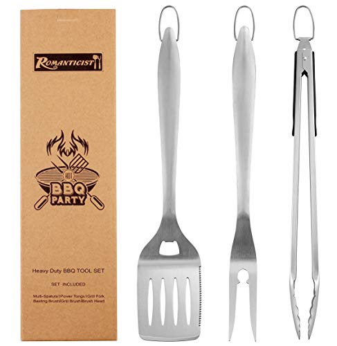 3PC Kit de Barbacoa de Acero Inoxidable - Heavy Duty Kit de Accesorios de Herramienta de Barbacoa para Barbacoa Profesional Profesional - Regalo Ideal para Hombres papá