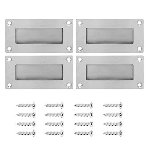 4 tiradores rectangulares de acero empotrados, ocultos, para puerta de armario, cajón, puerta de armario, tirador oculto, tirador de puerta corredera, para instalación oculta (plata)