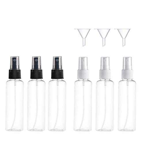 6 PCS *100ml Botella de Viaje Transparente, Vockvic Juego de Botellas de Spray de Atomizador de Viaje Fine Mist para Artículos de Aseo Líquidos, Maquillaje Cosmético