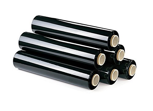 6 Rollos film estirable manual 23my, 1.5 kg. (Negro). (1,2+0,3 kg mandril).