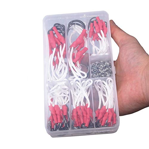 Acero de Alto Carbono de anzuelos 106 PC/Caja de Acero Inoxidable Robusto Assist Cebo Gancho de Pesca for la Pesca de mar criba el Cebo con el Anillo de PE línea de división de Agua Dulce Peces de a