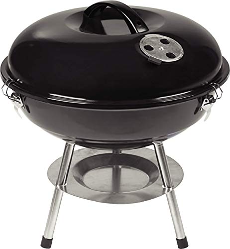 ACTIVA Teneriffa 2020 - Barbacoa de carbón vegetal redonda con tapa, color negro, diámetro de 34 cm, superficie de parrilla de mesa, pequeña parrilla