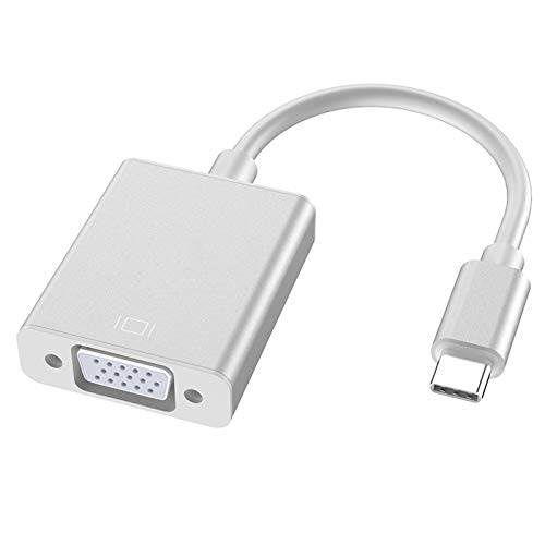 Adaptador USB C a VGA, Jsdoin USB tipo C a VGA [compatible con Thunderbolt 3] para MacBook Pro 2018/2017, MacBook Air/iPad Pro 2018, Samsung Galaxy S10/S9, Surface Book 2 y más, color gris