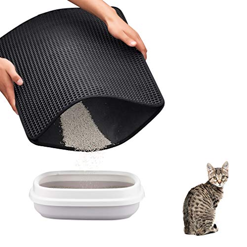 Adsvtech Estera de Arena para Gatos 18" x 24" Impermeable Doble Capa Alfombra Gato arenero no tóxica y Eco-Friendly Fácil de Limpiar para Proteger el Suelo y la Alfombra