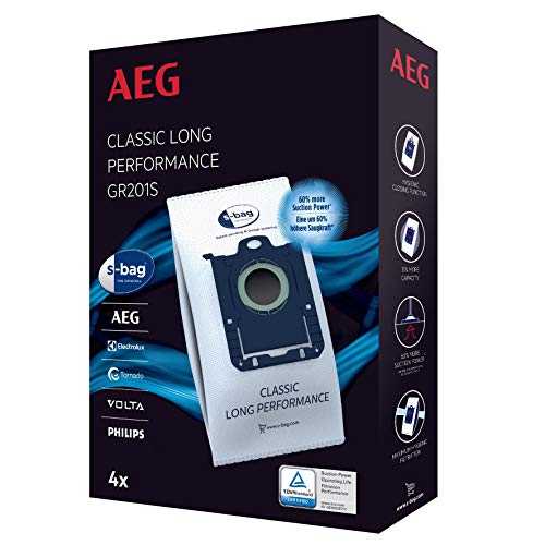 AEG GR201S Bolsa S-Bag Classic Long Performance, Papel, Sintético, Azul, Blanco