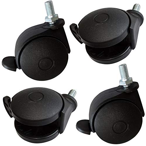 AERZETIX: 4x Ruedas pivotantes para muebles giratorio torsional con frenos bloqueo de rueda Ø50mm H53mm 40kg tallo roscado M8 C42226