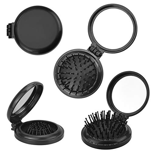 AFASOES 4 Pcs Cepillo Plegable con Espejo Cepillo Pelo Plegable Peine de Viaje Cepillo Redondo Pelo peine para pelo 2 En 1 Plegable Redondo Cepillo Peine Masaje Peine de Viaje para Cabello