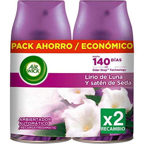 Air Wick Ambientador Freshmatic Recambio Duplo Lirio de Luna y Satén de Seda - 500 ml