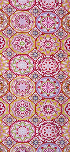 Alfombra de Pasillo de Poliester | Base PVC Antideslizante y Aislante Diseño Mandala Flores Geometricas (66_x_150_cm)