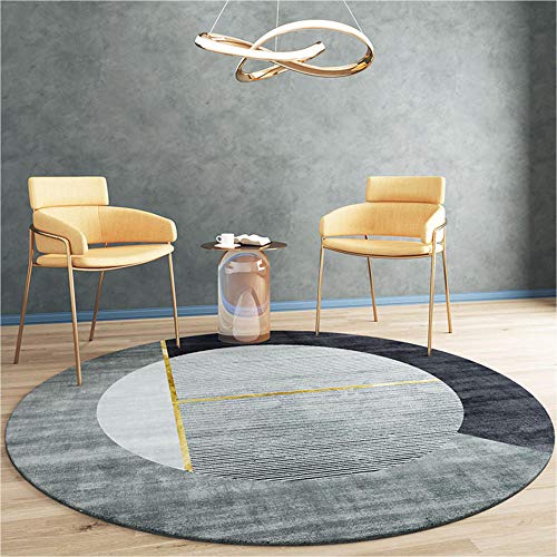 Alfombra geométrica de estilo simple moderno, alfombras redondas de gran área de color negro dorado gris dorado para sala de estar, cocina, alfombras modernas para entrada, alfombra-180 CM-70 pulgadas