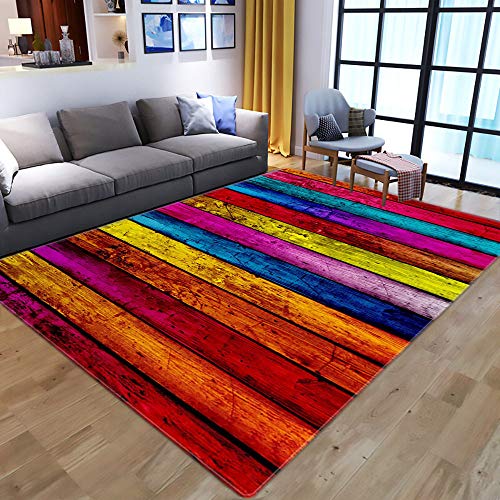 Alfombra Para Salón,Creative Rectangulaire 3D Printing Colored Floor Non-Slip Rugs, European-Style Soft Polyester Floor Mat, Kitchen Nursery Living Room Durable Area Rug For Home Décor,160X230Cm(62