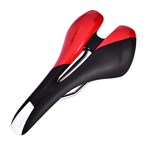 Alomejor Bilke Saddle PU de Cuero cojín del Asiento de Bicicleta para Bicicleta de Carretera y Bicicleta de montaña(Red & Black)