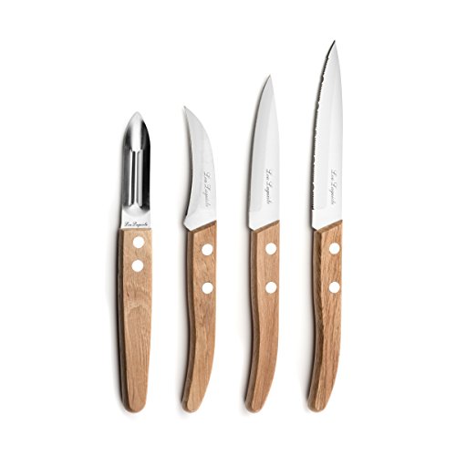 Amefa 4P CORTE FOREST AF Set de 4 cocina con sierra, Mango de madera, Juego de cuchillos con hoja de acero inox de 1,5mm, multicolor