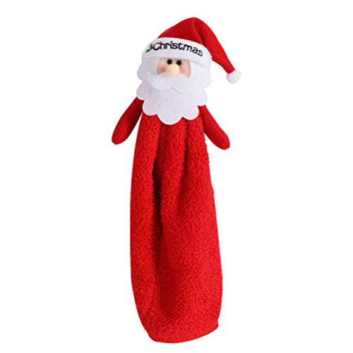 Amosfun - Toalla de mano de microfibra para cocina, baño, Navidad (Santa), Tela de franela, rosso, 29 * 13cm