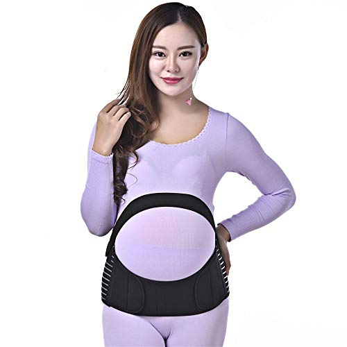 Amour Eden-Cinturón de Embarazo, Apoyo Abdominal y Lumbar para Mujeres Embarazadas, elástico, cómodo (Negro, M)