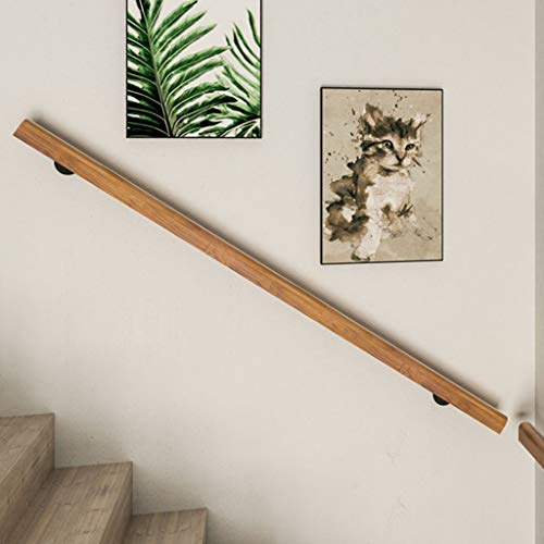 Amrai Barandillas de Madera Natural/riel de Escalera - Kit Completo. Barra de Apoyo - Barandas de Montaje en Pared Barras para Personas Mayores Seguridad Soporte de Mano Barra de Pasillo