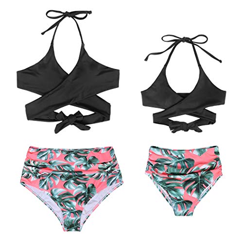 AmzBarley Traje de Baño Niña Dos Piezas Conjunto,Bañador Niña Braguita Bragas Alta y Cuello Colgante Cruzado Top Set Verano Playa Piscina Nadar Ropa Girls Swimwear Swimming Costume,340E/11-12 Años