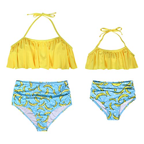 AmzBarley Traje de Baño Niña Dos Piezas Conjunto,Bañador Niña Braguita Bragas Alta y Cuello Colgante Top Set Verano Playa Piscina Nadar Natación Ropa Girls Swimwear Swimming Costume,340G/2-3 Años