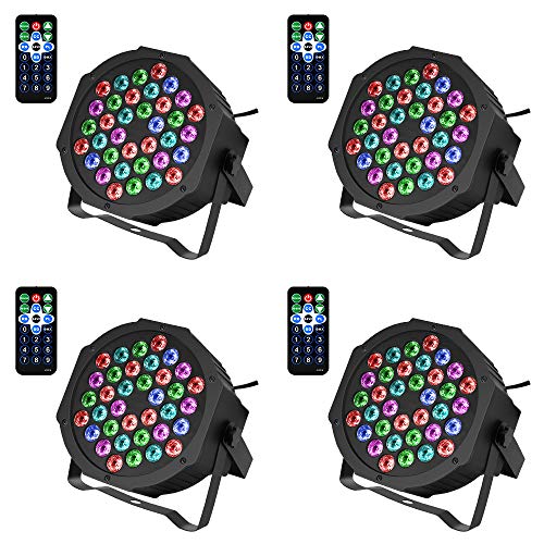 Anbull Luz de Escenario 36LED Par Luces Discoteca RGB DMX512 con Sonido Activado Control Remoto Modo Luz Discoteca DJ KTV Pub Bar Banquetes(4PS)