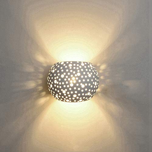 Aplique de Pared LED 5W Lámpara de yeso moderno Arriba y abajo Apliques de Iluminacion de pared interior Forma de bola redonda Blanco Cálido (Incluye bombillas G9)