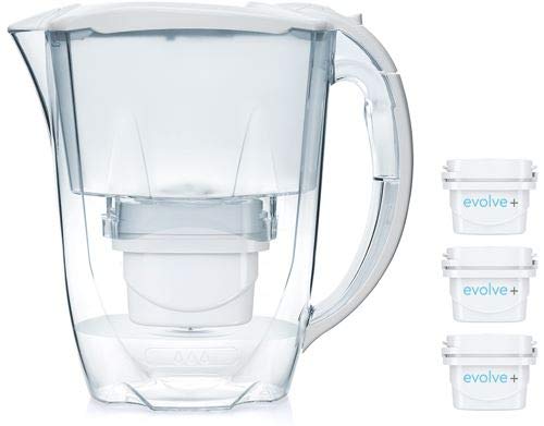 Aqua Optima Jarra Oria con 3 Cartuchos de Filtro de Agua Evolve+ 30 días, Blanco