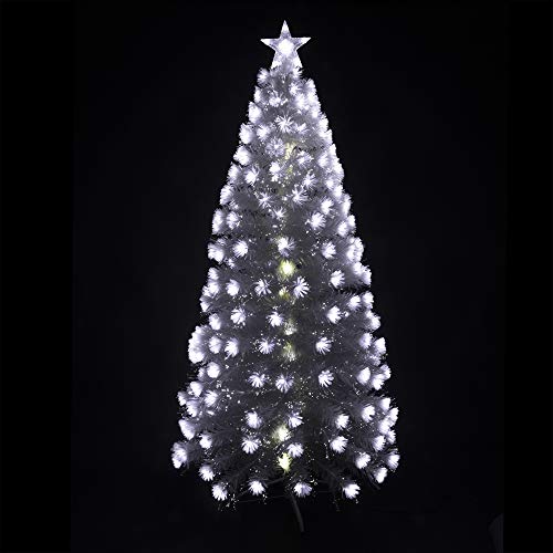 Arcoiris® Árbol de Navidad Fibra con Luces LED Árbol de Fibra Óptica de Navidad con el Cambio de Color Luz LED Fibra Óptica (120 CM, Blanco)