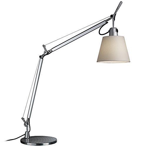 Artemide Tolomeo Basculante lámpara de mesa, E27, 70 watts, aluminio/pergamino