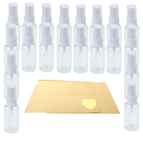 Atomizadores Botella de Spray de Viaje 20pcs (30ML) Pulverizador Vaporizador Pulverizacion Plástico Perfume Transparente Reutilizable Botella de Spray de Perfume+ 24 piezas de Papel para etiquetas