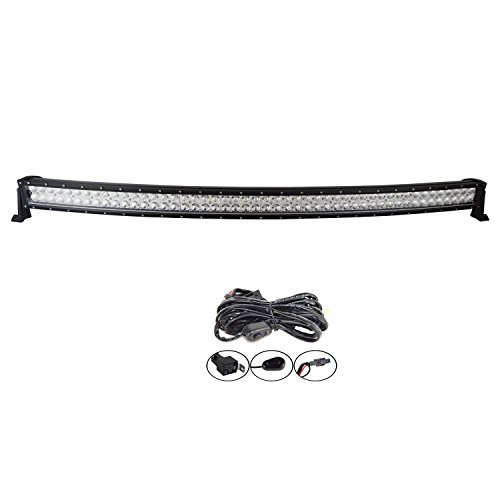 Auxtings 52 Inch 300W Curva Flood Spot Combo LED Bar Luz antiniebla Iluminación Luces de conducción Off Road con kit de arnés de cableado para SUV UTE Truck 4 x 4 Boat