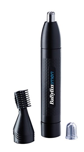 BaByliss MEN E652E Cortapelos para nariz, orejas y cejas, sistema de corte circular, lavable bajo el grifo, color negro