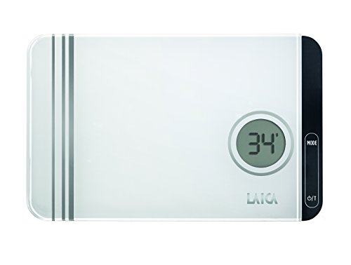Balanza de cocina digital Laica KS1301 peso máximo 5 kg, en vidrio con diseño blanco y negro