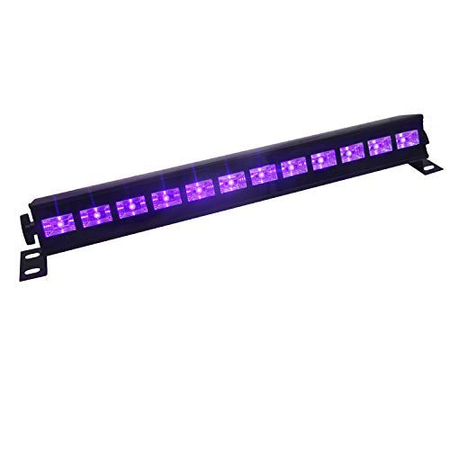 Barra de Luz UV Led,Eleganted Ultravioleta Luces Negras 12 LEDs x 3W Regulable Lámpara de Escenario con Control Remoto para fiestas Etapa Disco DJ Boda Iluminación (12Leds x 3W Con Control Remoto, UV)