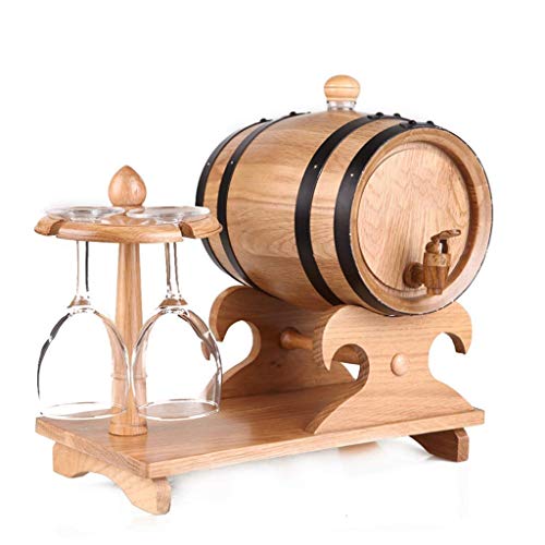 Barril de roble, barriles de roble de 5 litros, dispensador de agua para vino, cerveza, hogar, cubeta decorativa de alta gama, portavasos y base sin pegamento, sin agua, sin cera, sin revestimiento,