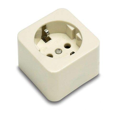 Base de 1 toma TT lateral superficie 250V 16A Blanco