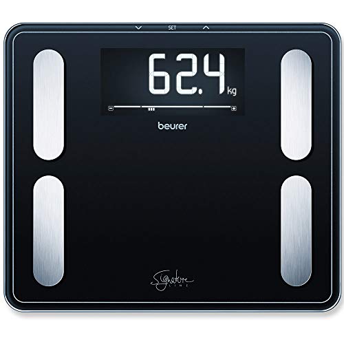 Beurer BF-410 Báscula Diagnóstica, Gran Capacidad 200 Kg, Gran Plataforma 35 X 30 cm, Pantalla LCD Retroiluminada Grandes Dígitos 4.5 cm, Color Negro