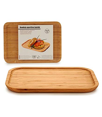 BigBuy Home Bandeja De Aperitivos Bambú (18 X 1,5 X 25 Cm)