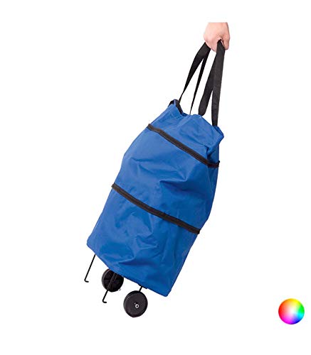 BigBuy Tools 143229 Carro de Compra Plegable Unisex, Azul, 30 x 50 x 20 cm