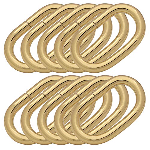 BIKICOCO - Anillo ovalado de metal de 1" con anillas ovaladas no soldadas para bolso de cuero, correas de mano, oro - Paquete de 10