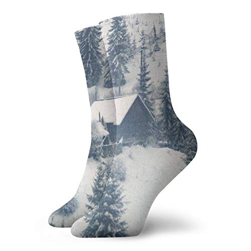 BJAMAJ - Calcetines Unisex de Invierno con árbol de Navidad nevado, poliéster Interesante, Calcetines de algodón para Adultos