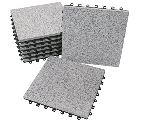 BodenMax LLGRA001-GRY-5 Baldosas de Granito para terraza, jardines, balcones, piscinas, saunas, interiores y exteriores. Granito gris. Set de 8 baldosas de granito de 30 cm x 30 cm x 2,5 cm.