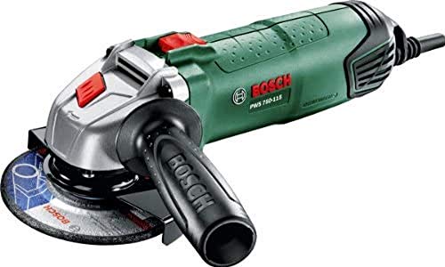 Bosch Home and Garden PWS 750-115 Amoladora, Empuñadura antivibraciones, Cubierta protectora, Velocidad en vacío 12.000 opm, Disco lijador de 115 mm, Con maletín, 750 W